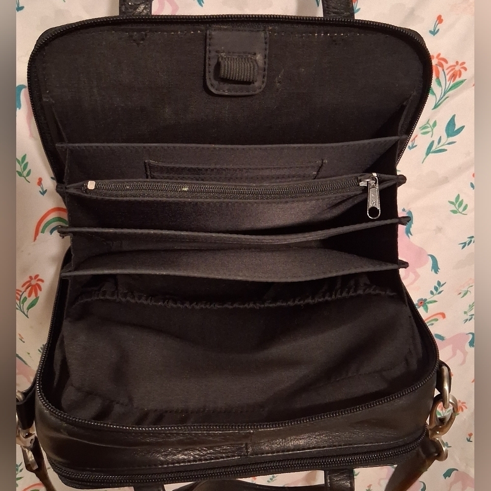 EUC Vintage Hobo International Black Leather Portfolio Satchel Purse Bag - Picture 4 of 13